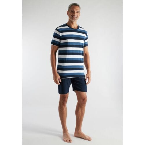 CECEBA Melbourne Heren Shortama met ronde hals - Blauw