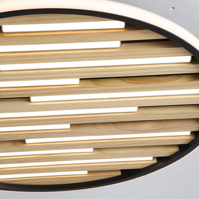 Searchlight LED plafondlamp Equalise, Ø 49 cm, zwart/lichtbruin, metaal