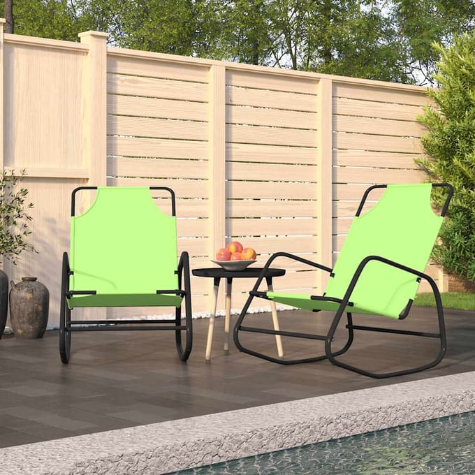vidaXL - Ligstoelen - 2 - st - schommelend - staal - en - textileen - groen