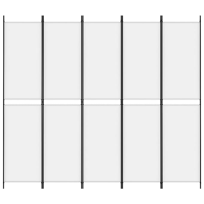 vidaXL - Kamerscherm - met - 5 - panelen - 250x220 - cm - stof - wit