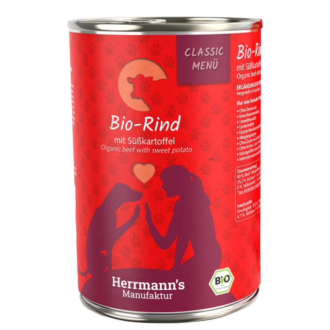 Herrmann's Menu Classic 6 x 400 g - Bio-Rund met Bio-Zoete Aardapelen