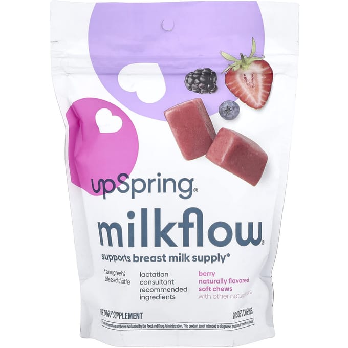 UpSpring, Milkflow® Berry, 28 Zachte Kauwsnoepjes