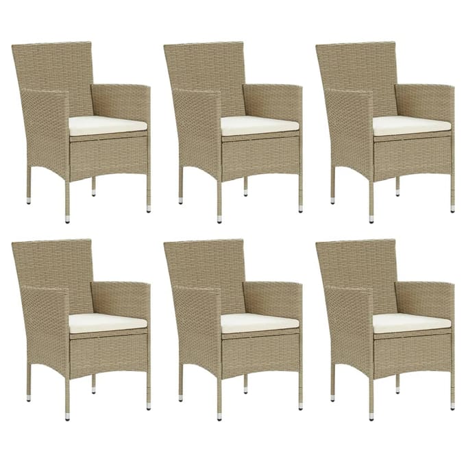 vidaXL - 7-delige - Tuinset - met - kussens - poly - rattan - beige