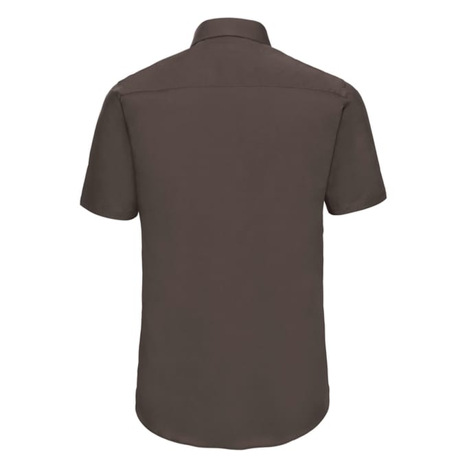 Russell Collection Heren Stretch Overhemd Met Korte Mouwen (Chocolade)