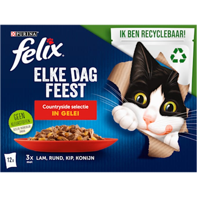 Felix Multibox Elke dag feest Countryside selectie natvoer lam, rund & kip 12 x 85 g
