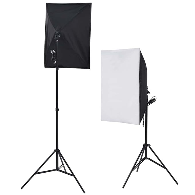 vidaXL - Fotostudio - set - met - 5 - gekleurde - achtergronden - & - 2 - softboxen