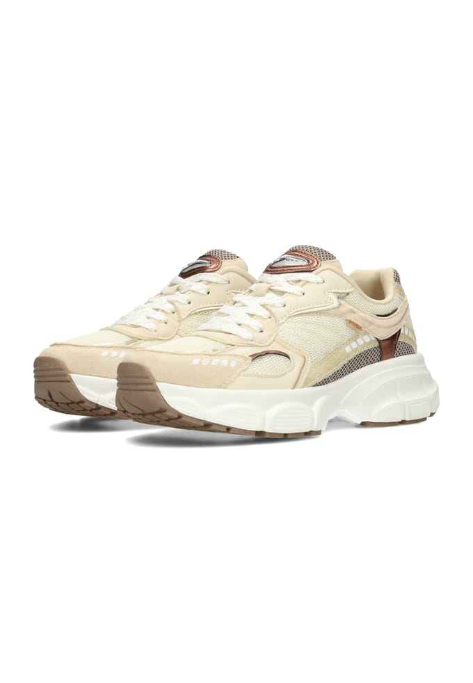POSH by Poelman LISE Dames Sneakers - Beige met combinatie