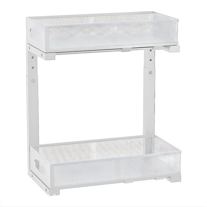 Keuken Onder Gootsteen Organizer 2-Laags - Uittrekbare Kastplank - Wit