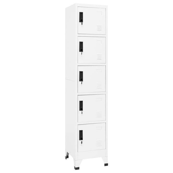 vidaXL - Lockerkast - 38x40x180 - cm - staal - wit