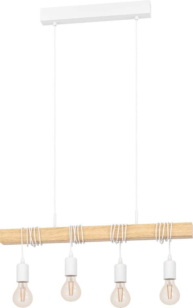 EGLO Townshend Hanglamp - E27 - 70 cm - Wit/Bruin