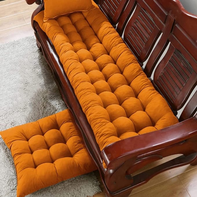 Zitkussen Bank - Duo Kussen - Buiten Zitten - Extra Dik - 120x50cm - Oranje