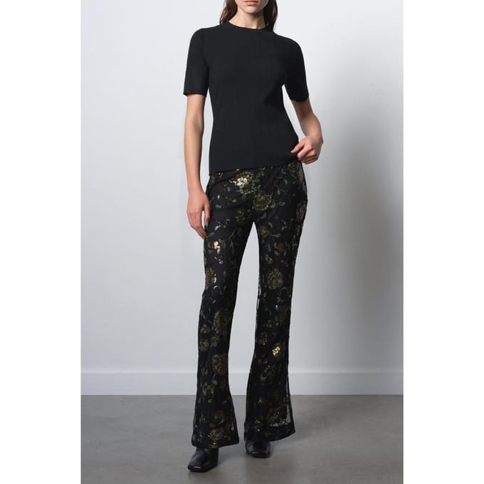 French Connection Roshene Sequin Flare Trousers Black Sequin Multi Größe: 6 | Stoffhosen Outlet | Damen | Schwarz