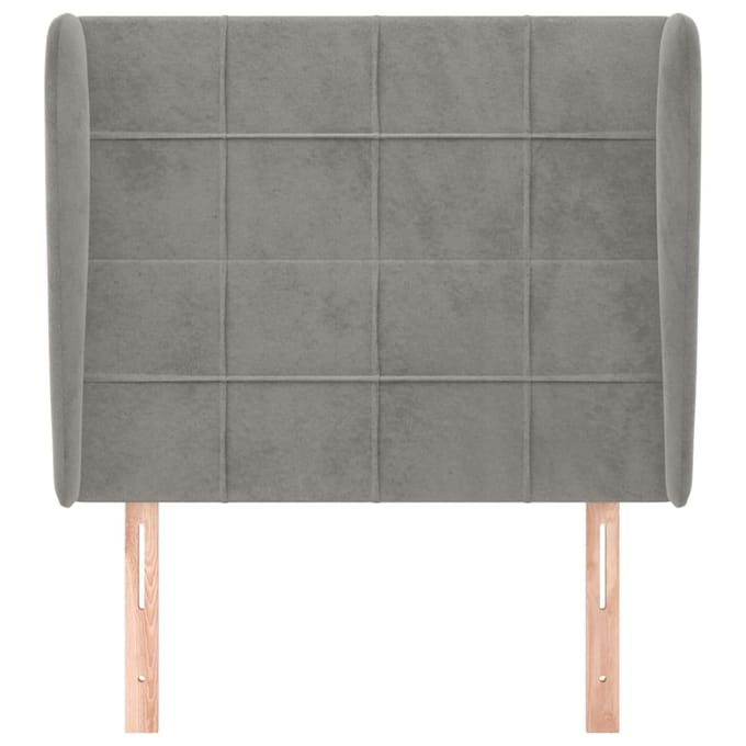 vidaXL - Hoofdbord - met - randen - 103x23x118/128 - cm - fluweel - lichtgrijs
