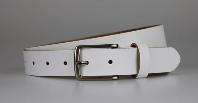 Dames/Heren Riem Leer Wit - Taillemaat 85 - Pantalon riem - Kostuum riem - Witte Riem - Nette riem