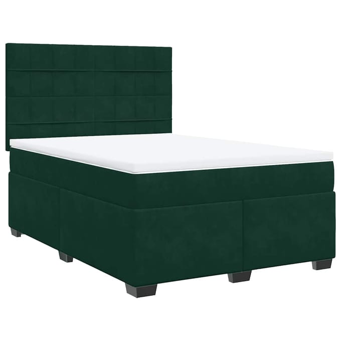 vidaXL - Boxspring - met - matras - fluweel - donkergroen - 160x200 - cm