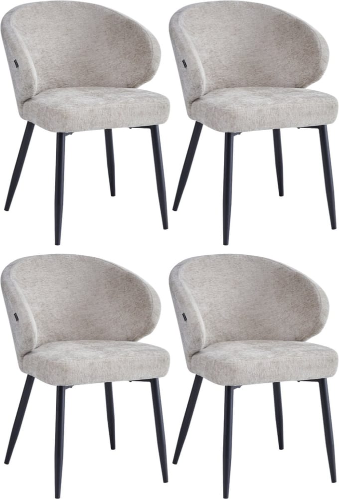 Colenis® - Ruby Eetkamerstoel - Set Van 4 - Taupe - Chenille Stof - Design
