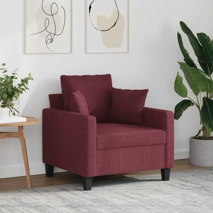 vidaXL Fauteuil 60 cm stof wijnrood