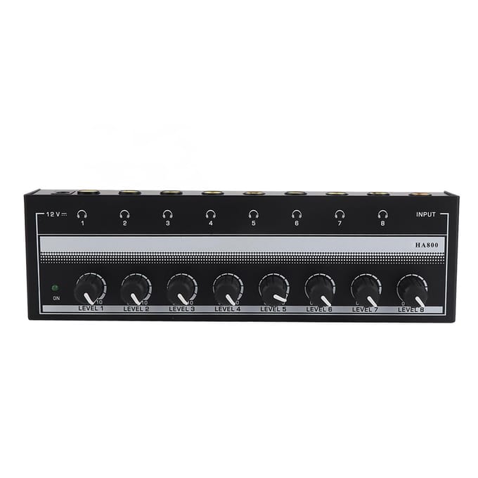 Hoofdtelefoonversterker 8-kanaals Draagbare Metalen Stereo Versterker voor Studio en Podium