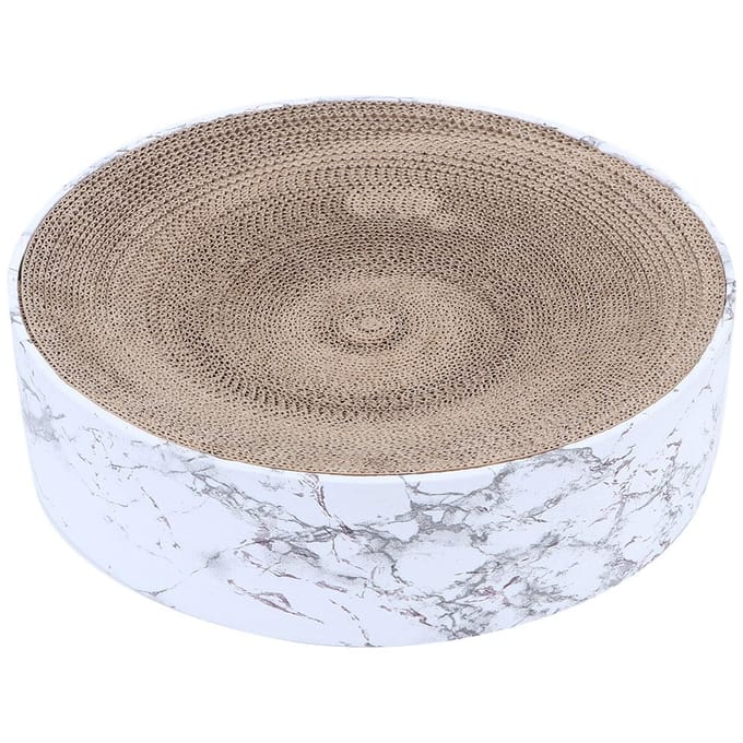 Huisdier Ronde Krabkom Golfkarton Kat Slaapnest Speelgoed Marmer Type beige