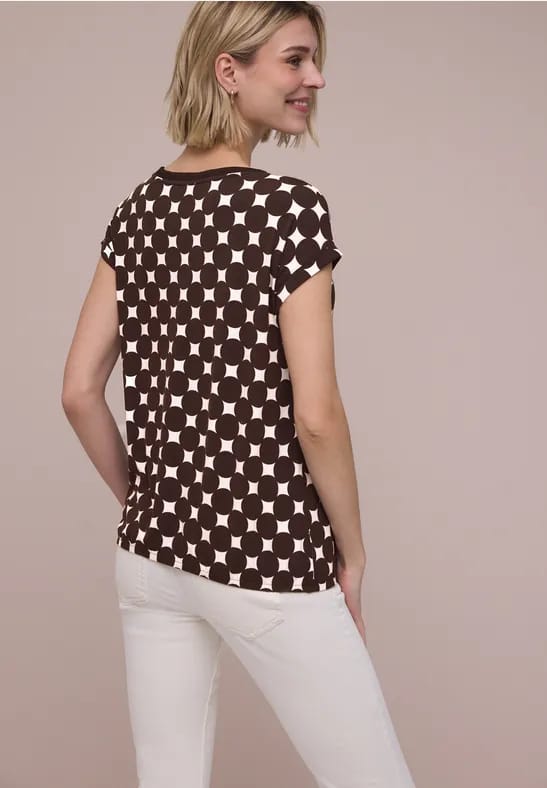 Shirt met boothals en print