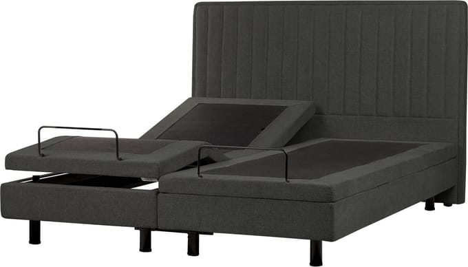 CASTELLAN - Tweepersoonsbed - Donkergrijs - 180 x 200 cm - Polyester
