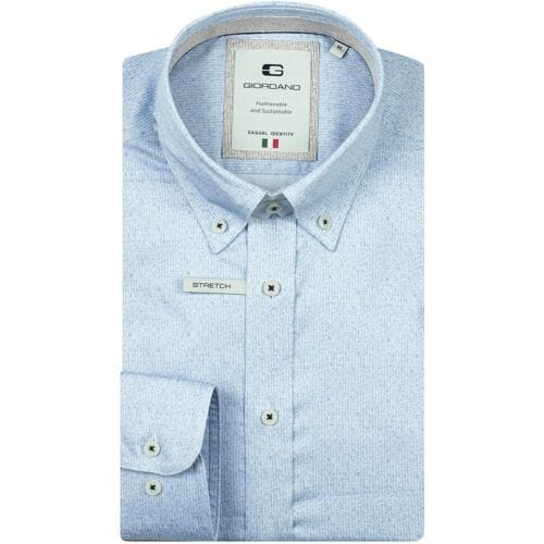 Giordano Overhemd Loretto Satin Stretch Micro Herringbone Soft Blue / male