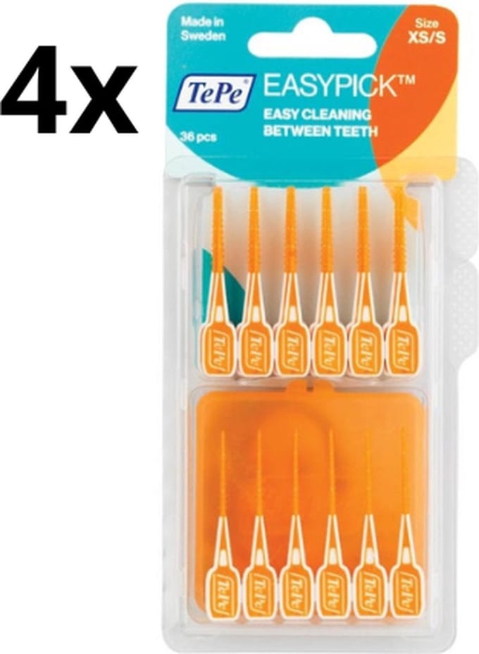 TePe Easypick XS/S - Oranje - 4 x 36 stuks - Voordeelverpakking