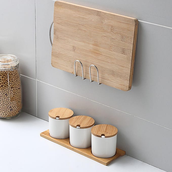 Keuken Muur Potdekselhouder Gatvrij Roestvrij Snijplanken Sneldrogend Rek voor Keuken gray