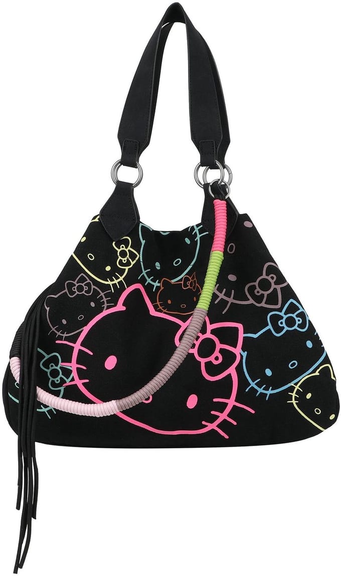 Fritzi aus Preußen Schoudertas Izzy Hello Kitty Canvas Tote Black Cat Zwart