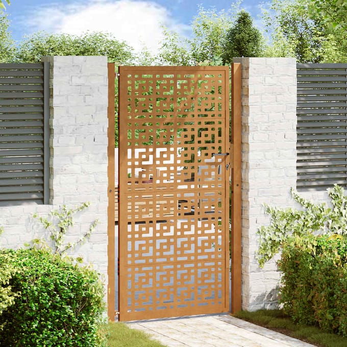 vidaXL - Poort - met - kruisontwerp - 100x200 - cm - weervast - staal