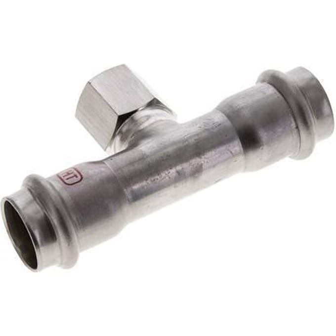 Tee Press Fitting - 22mm & Rp 1/2'' Persmof - RVS