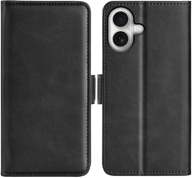 MobyDefend Hoesje - Geschikt voor iPhone 17 - Luxe Wallet Book Case (Sluiting Zijkant) - Zwart