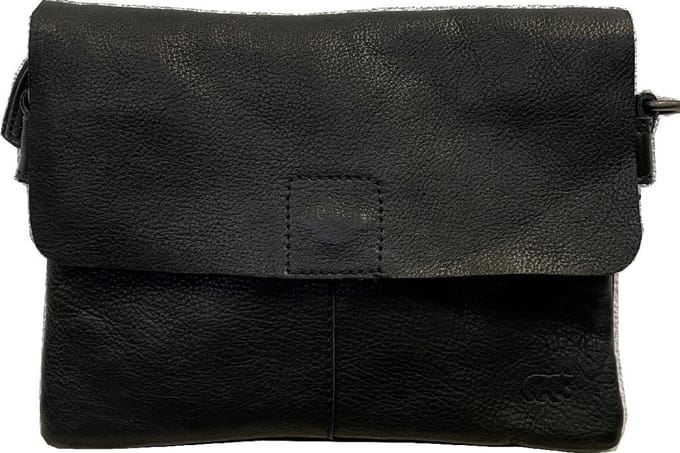 Bear Design Billy Plain Leren Schoudertas - Zwart