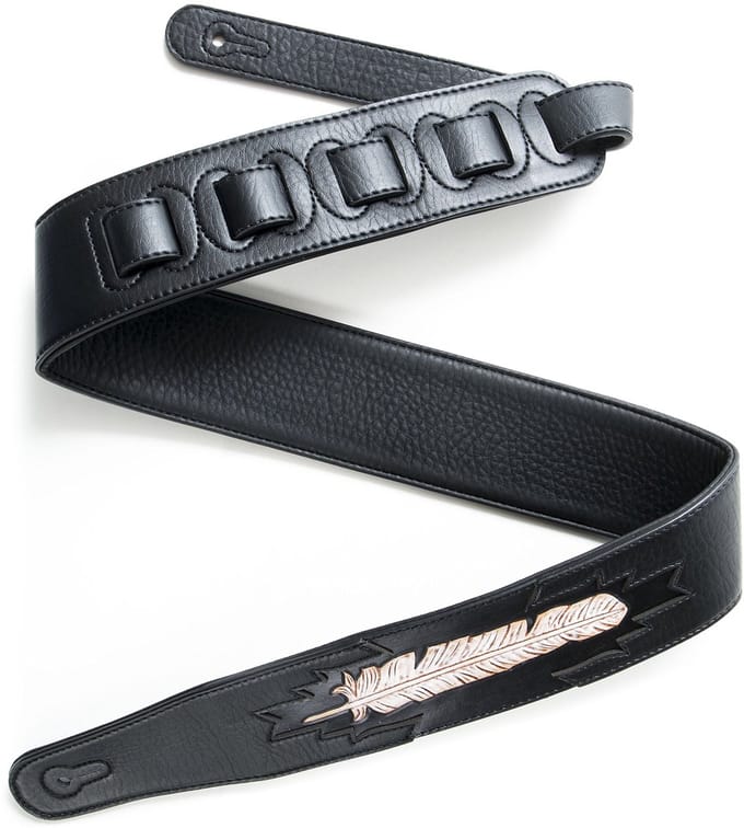 Fame Garment Leather Feather Black - Gitaarband