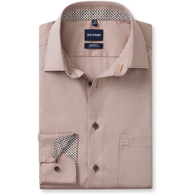 OLYMP Luxor Overhemd, Comfort Fit, New Kent, Nougat