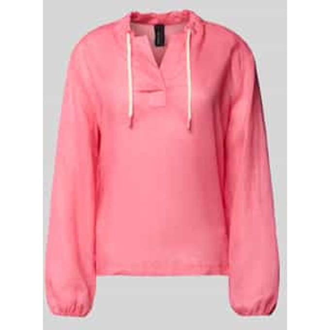 regular fit blouse met V-hals en tunnelkoord