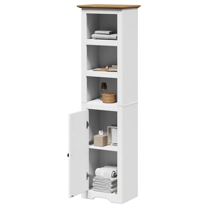 vidaXL - Badkamerkast - BODO - 44x30x160 - cm - wit - en - bruin