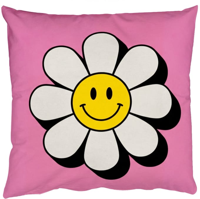 Sierkussens - Kussentjes Woonkamer - 50x50 cm - Smiley - Bloem - Roze