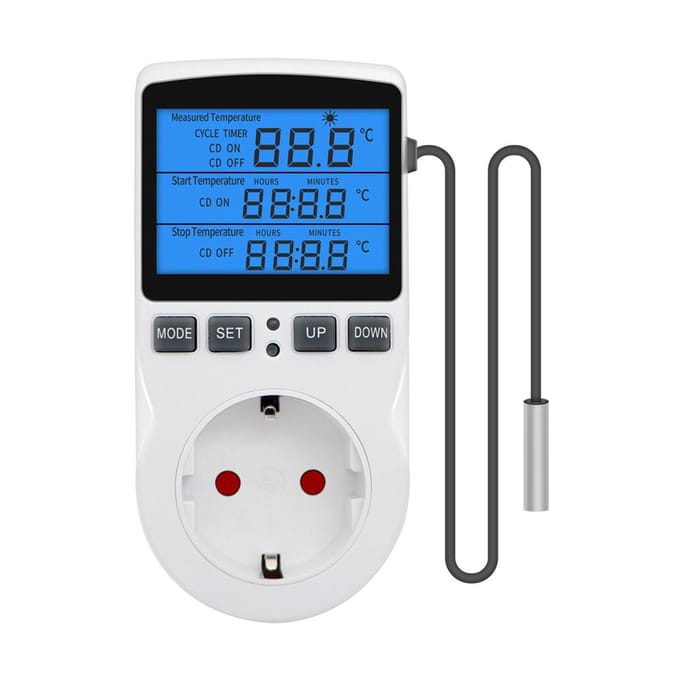 EU/US Timer Socket Thermostaat Digitale Temperatuurregelaar Stopcontact Met Tijdschakelaar Sensor Sonde Verwarming Koeling EU(with Backlit)
