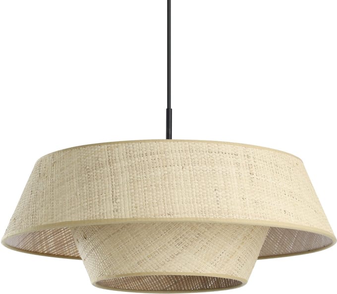 EGLO Marford Hanglamp - E27 - Ø 50 cm - Zwart|Natuur|Raffia