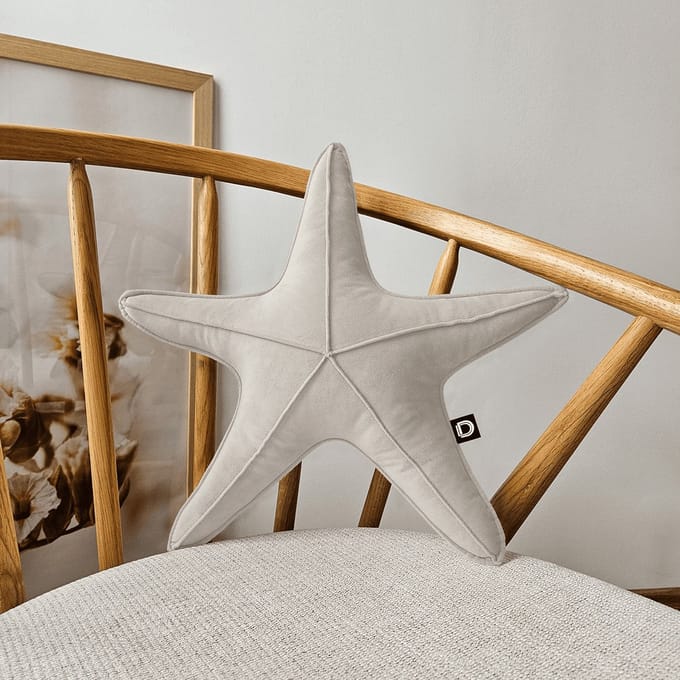 Decordruk VELVET Serie - Sierkussen - Stervorm - Beige - 43cm