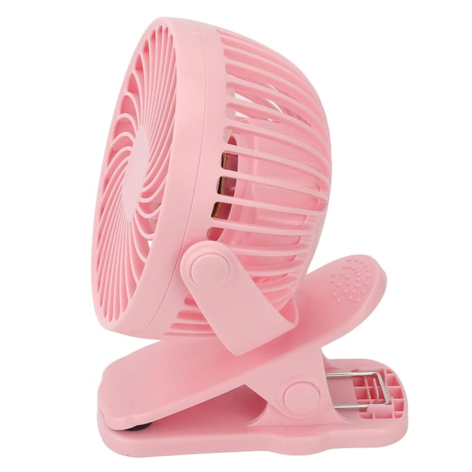 Klemventilator ABS 720 Graden 3 Snelheden Geruisloos USB Batterijgevoed Mini Ventilator voor Bureau Kantoor pink