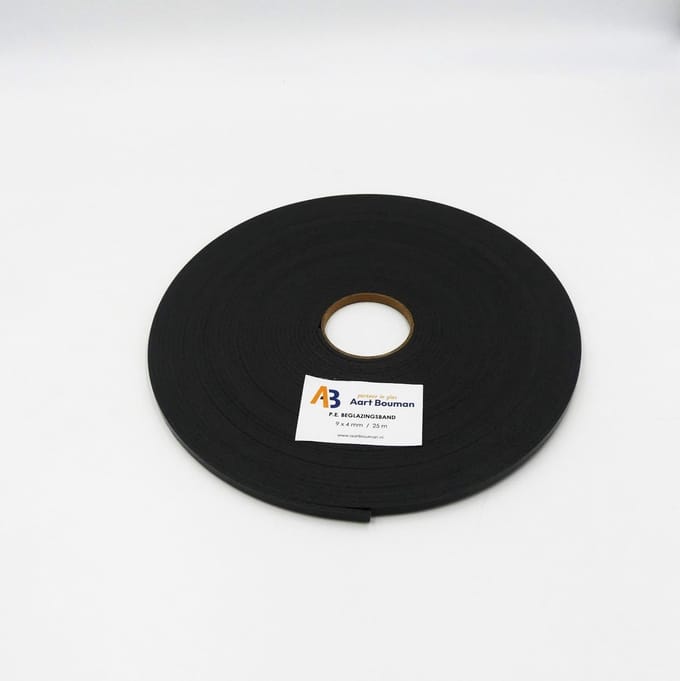 Glasband 9 x 4mm antraciet - rol 25m