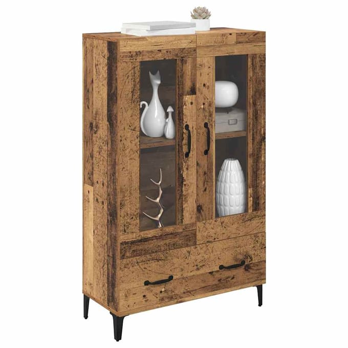 vidaXL - Highboard - Oud - Hout - 70 - x - 31 - x - 115 - cm - Geengineerd - Hout - en - IJzer