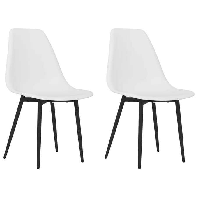 vidaXL - Eetkamerstoelen - 2 - st - PP - wit