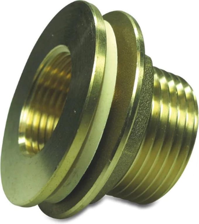 Doorvoer messing 1" x 3/4" buitendraad x binnendraad 30bar