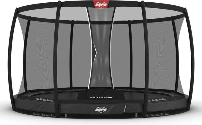 BERG Champion InGround 330 Trampoline - Rond - Safety Net Deluxe - AirFlow Pro Springdoek - TwinSpring - Grijs