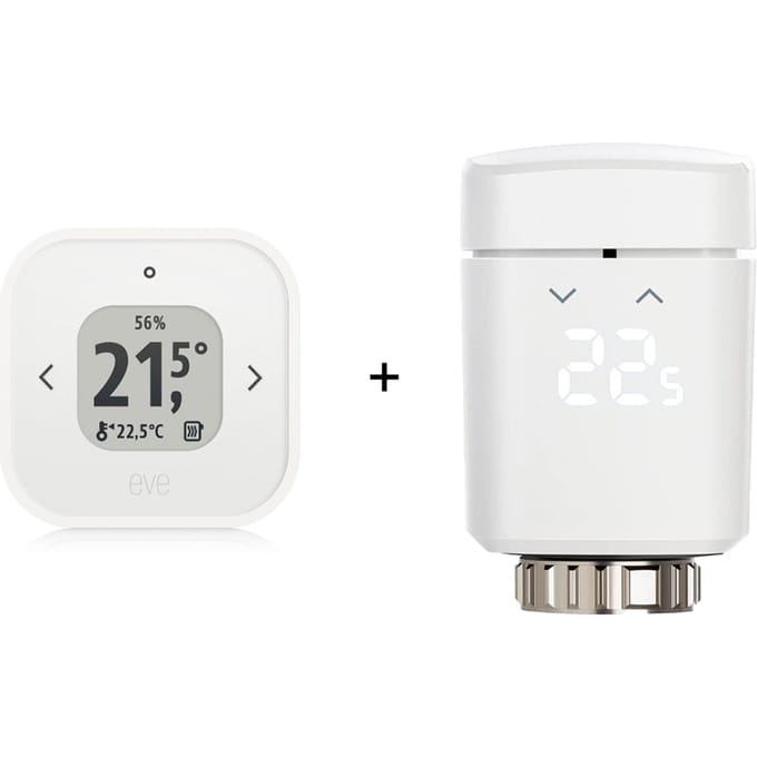 Eve Thermo Room Comfort Set for Apple Home: 1 Eve Thermo + 1 Eve Thermo Control - Wit