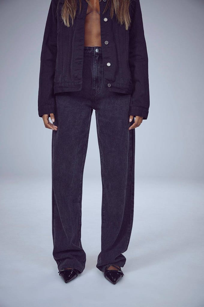 boohoo Dames Skater Jeans | Washed Black | Maat: 6