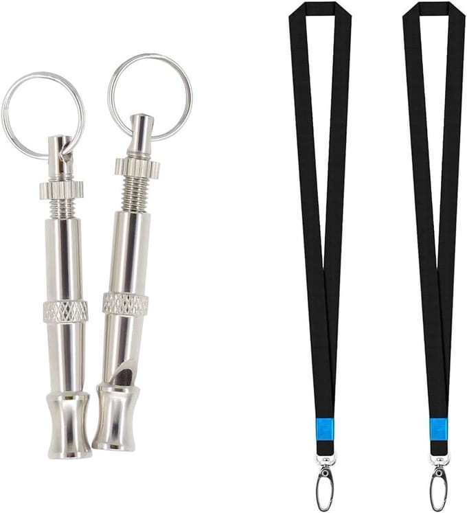 Professionele Hondenfluit met Sleutelhanger, 2 Stuks, Verstelbare RVS Fluit voor Terugroeptraining en Blaffcontrole, Ideaal voor Honden Training